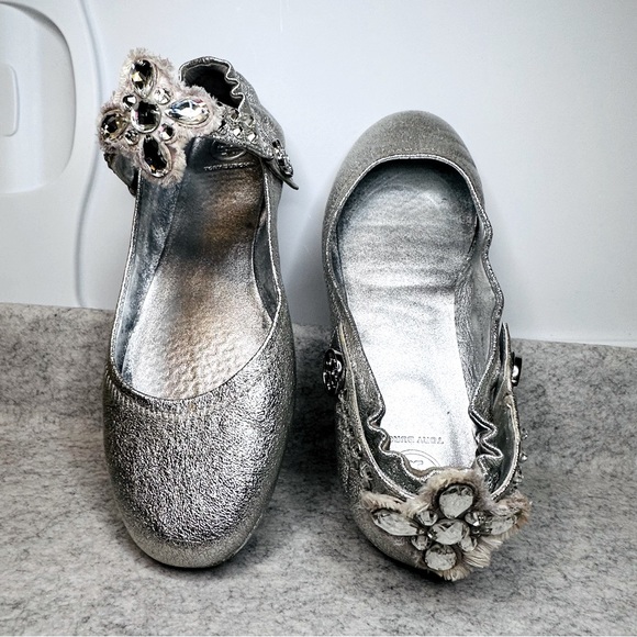 TORY BURCH - Silver MINNIE Crystal Embellished 2way ballet flats/MaryJanes, 9.5M - Picture 13 of 13